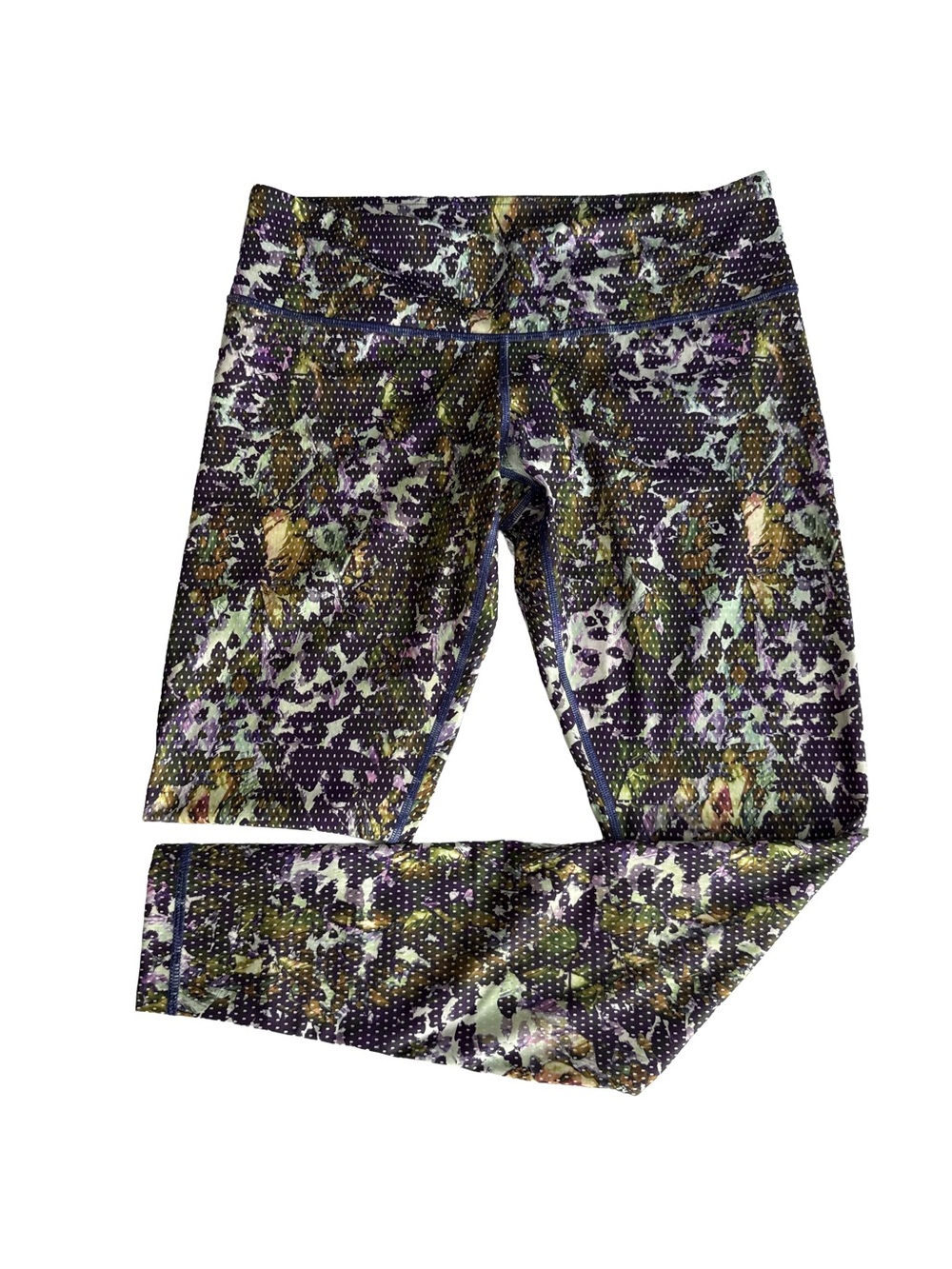 LULULEMON Pants Women’s Purple Green Floral Ankle Leggings Yoga Athletic Luxe 10